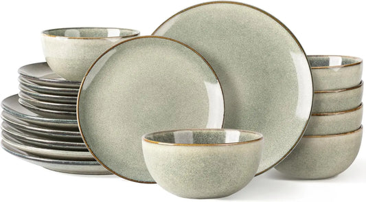 LIEI Ceramic Dinnerware Set 18 Pieces Hand Painted Stoneware Dishes Dishwasher Safe