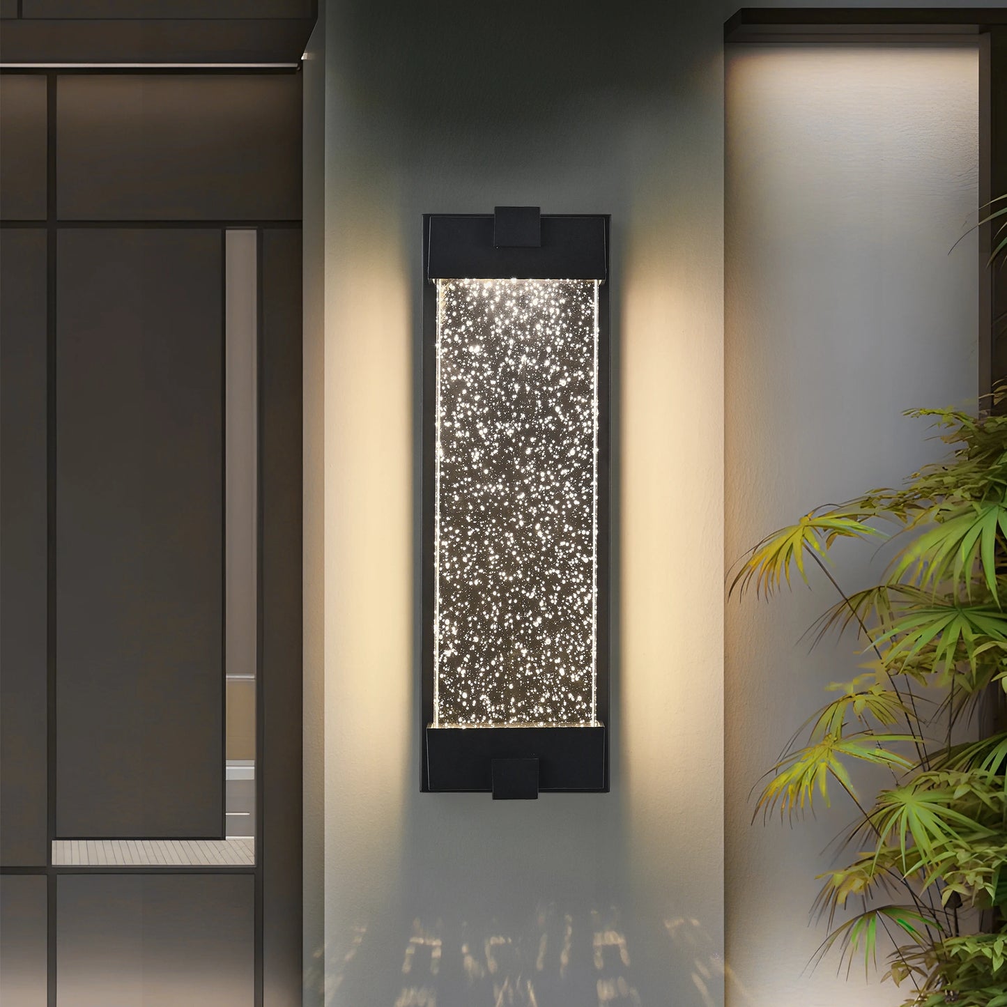 FAISHILAN LED Outdoor Wall Light Aluminum Bubble Crystal Glass Sconce