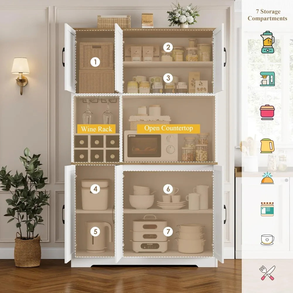 Farmhouse Kitchen Pantry Storage Cabinet Expertly Engineered Microwave Stand Hutch