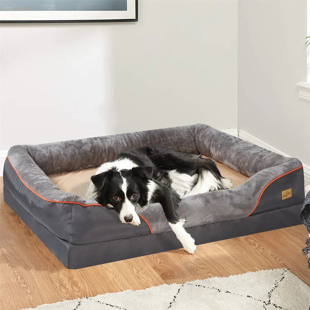 BORWARTCN Orthopedic Memory Foam Dog Bed Waterproof Removable Cover