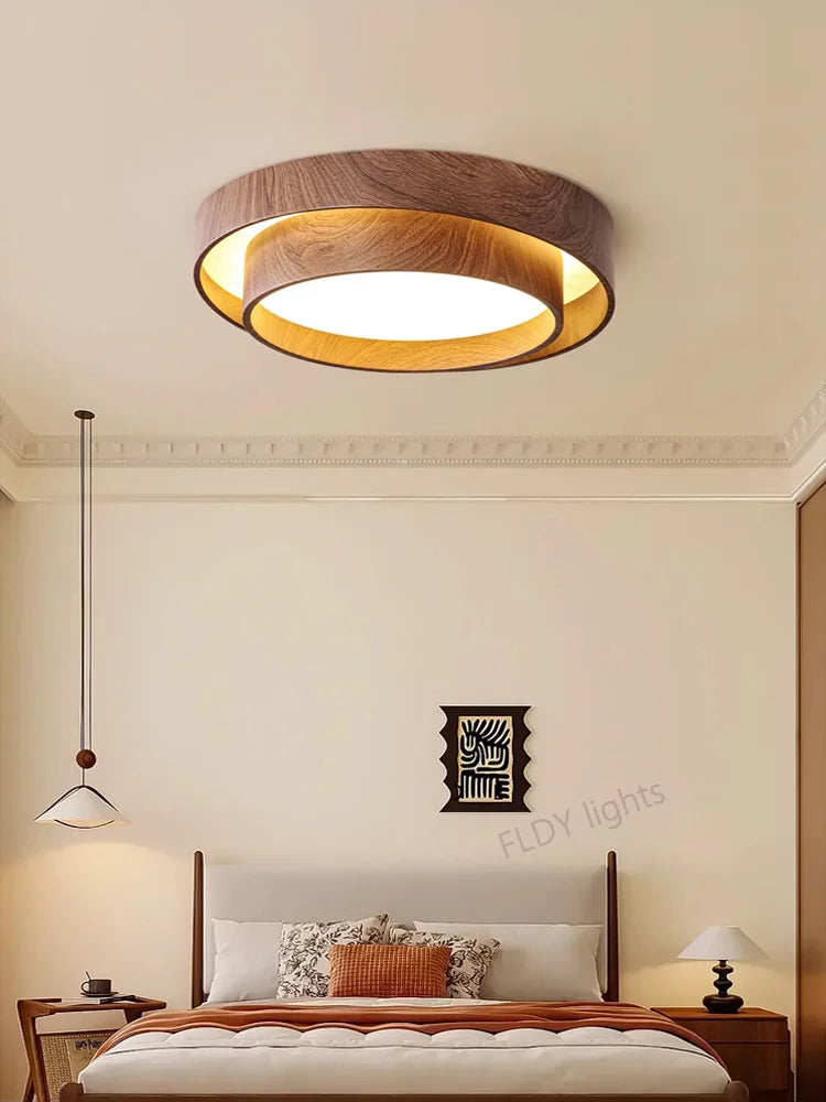 Menvix Nordic Walnut Wood LED Ceiling Chandelier for Living Dining Room Balcony Bedroom Lamp Home Decor Indoor Lighting Fixture
