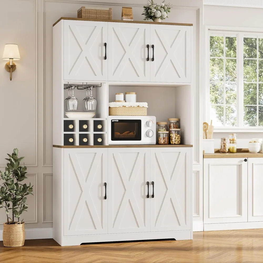 Farmhouse Kitchen Pantry Storage Cabinet Expertly Engineered Microwave Stand Hutch