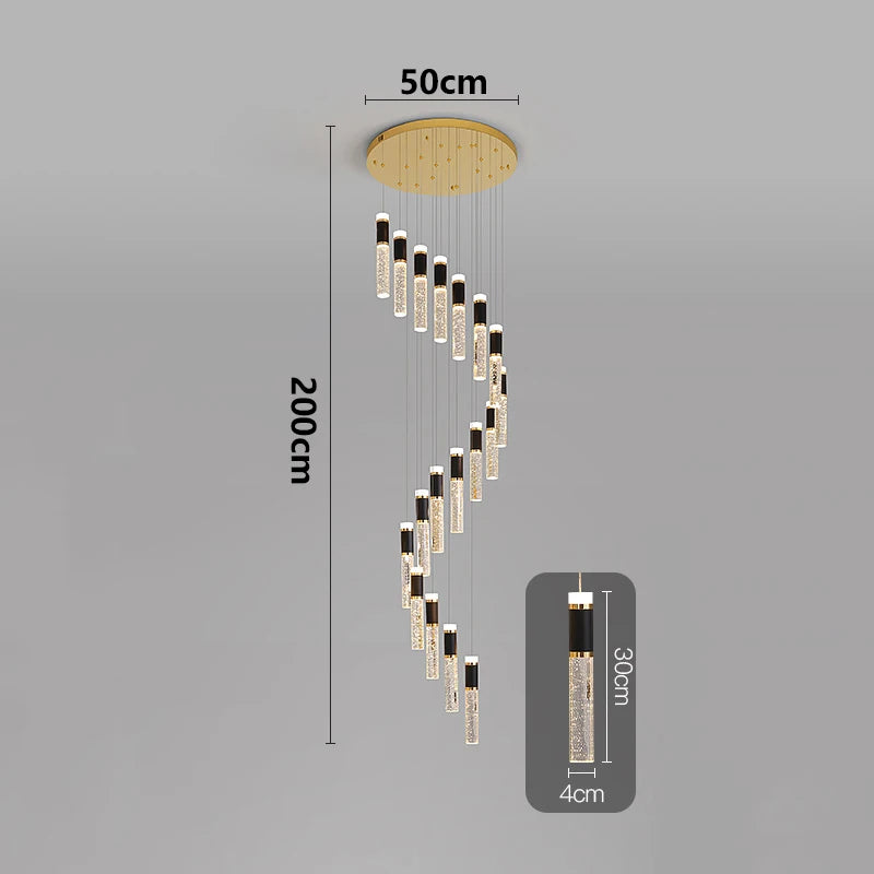 Savenmade Crystal Staircase Pendant Chandelier for Living Room Lighting