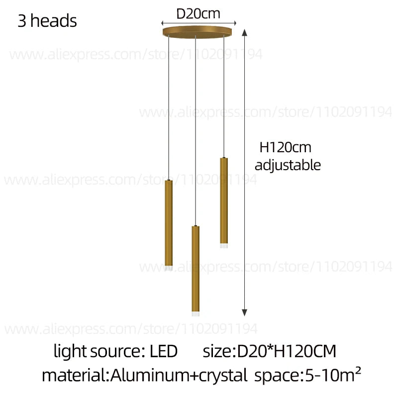 Led Luxury staircase Chandelier Gold Column Long Lamp Duplex Building Modern Living Room Chandelier Villa Penthouse Chandelier