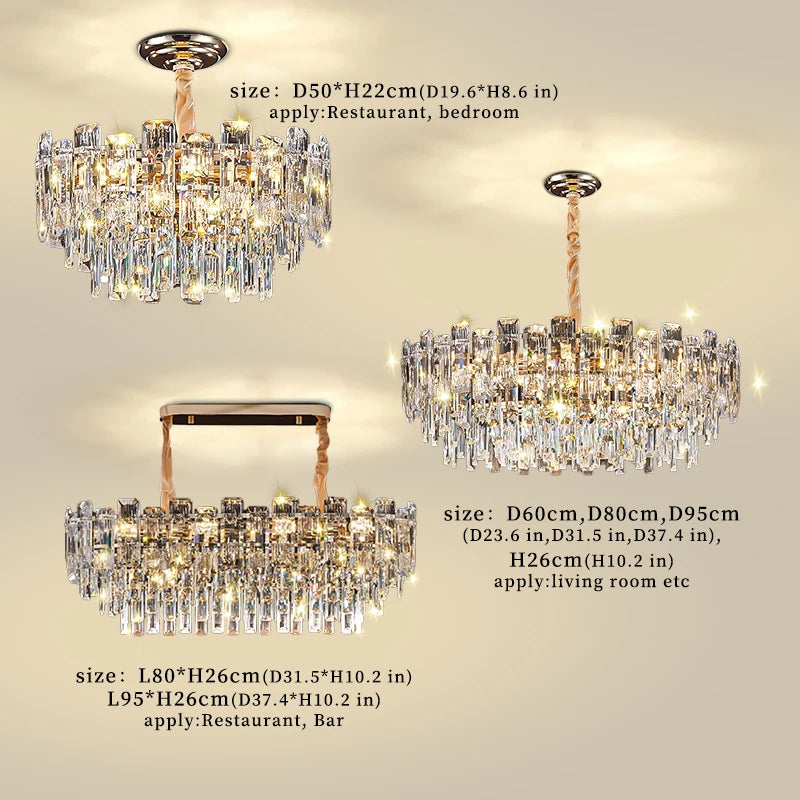 Yingxuan Loft Pendant Light Crystal Chandelier LED Ceiling Lamp For Dining Room Modern Living