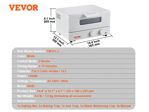 VEVOR 5 In 1 Steam Oven Toaster Convection Oven Countertop
