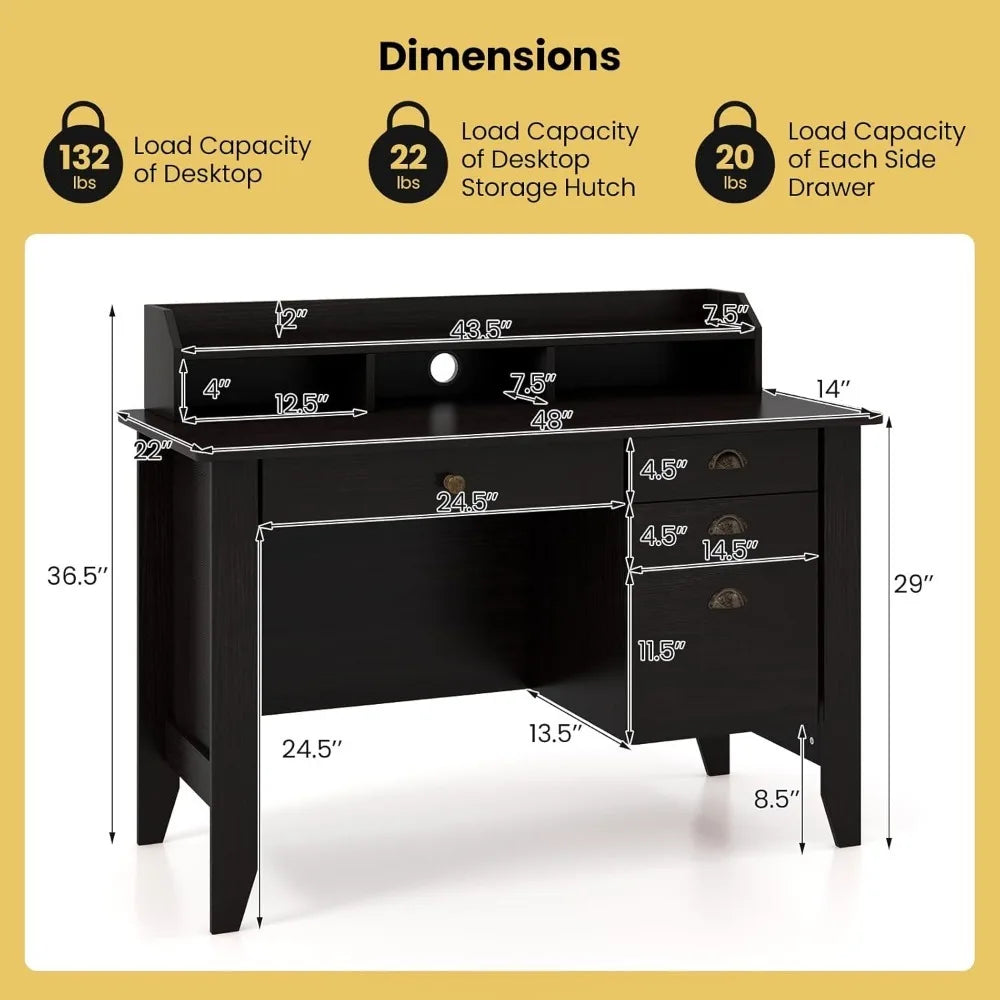 ZHUXIANG Premium Contemporary Solid Wood Computer Desk With Expansive StorageSolution