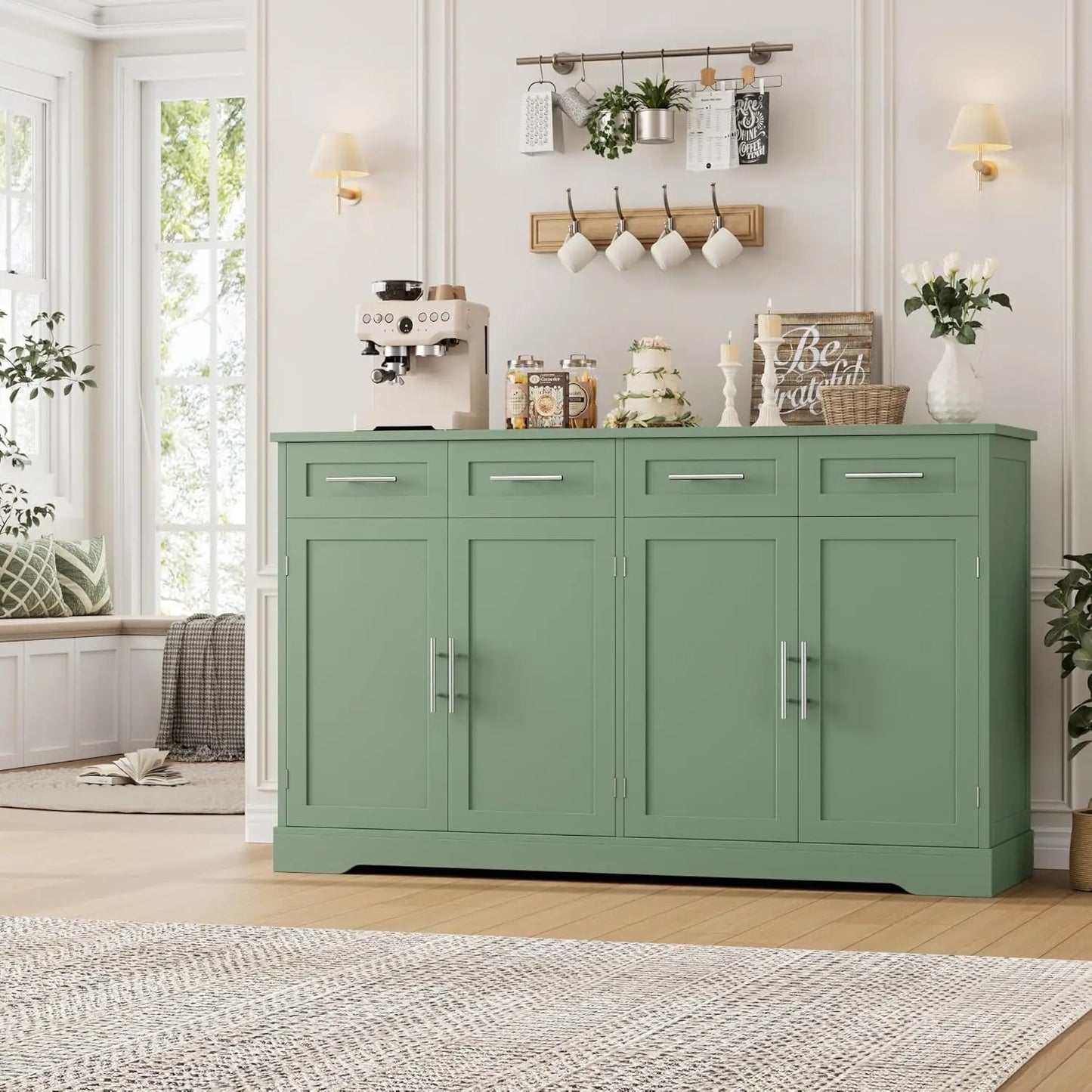 Tongyue Modern Dining Buffet Sideboard with Four Drawers and Storage