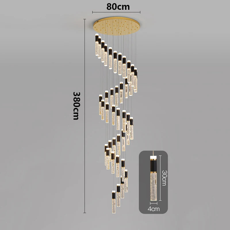 Savenmade Crystal Staircase Pendant Chandelier for Living Room Lighting