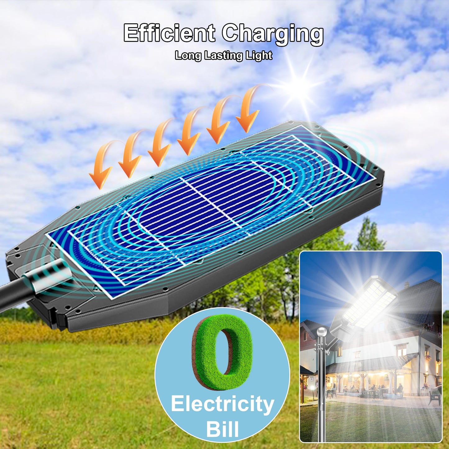 6Pack 8000W Super Bright Outdoor Solar Lights, Outdoor Street Lights, Daylight Lighting Multiple Modes, Garden Lighting With Int