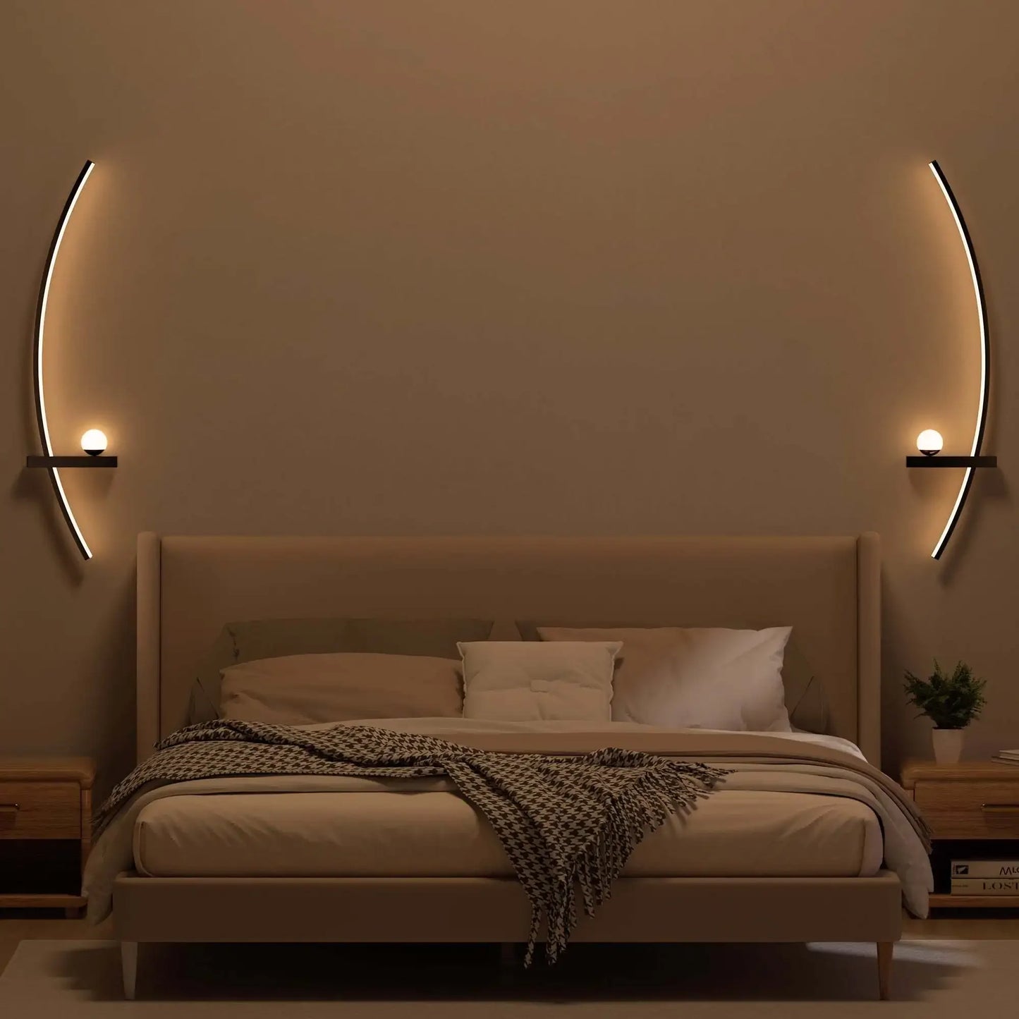 Two Pack Modern Adjustable LED Wall Sconce Arched Bedside Lamp