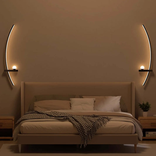Two Pack Modern Adjustable LED Wall Sconce Arched Bedside Lamp