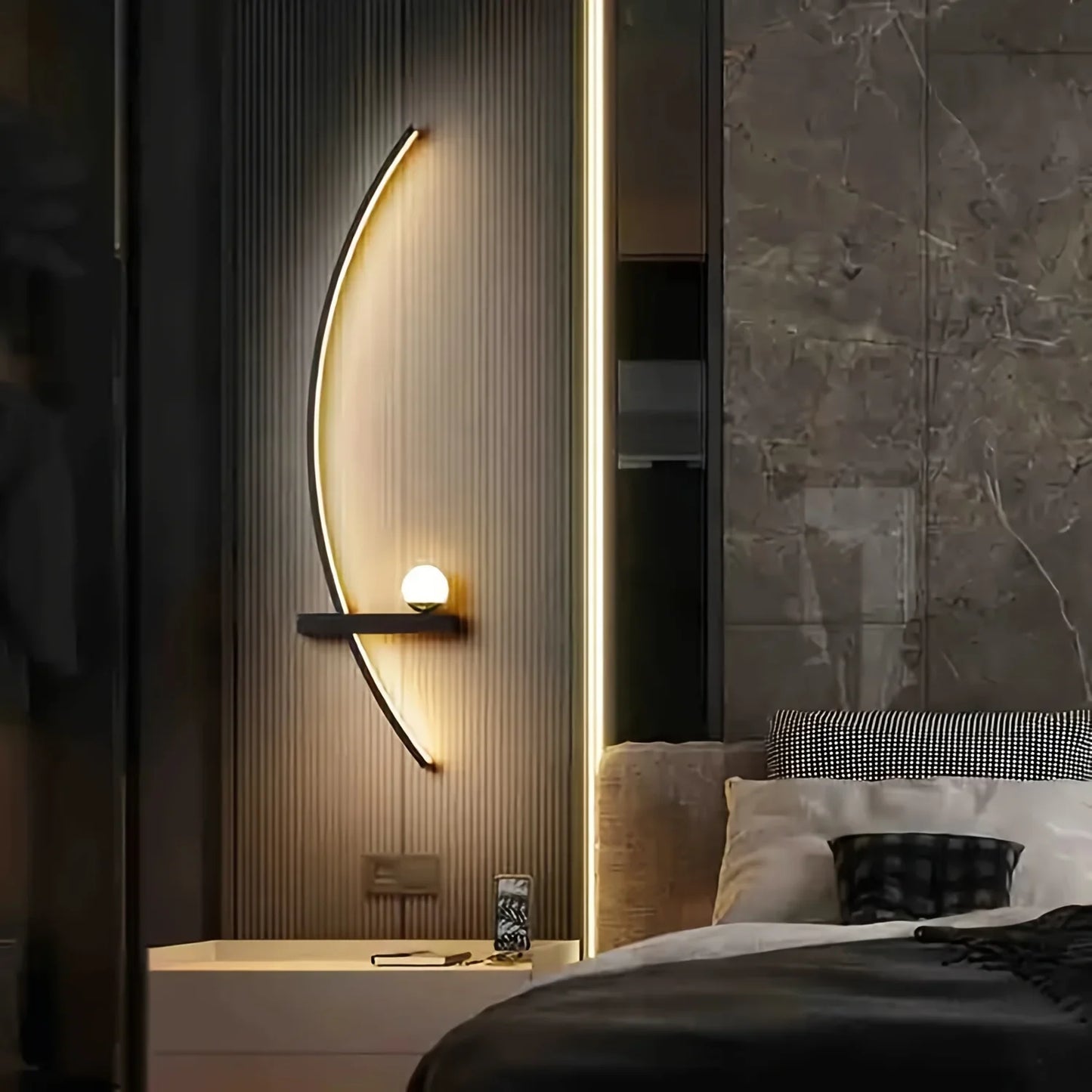 Two Pack Modern Adjustable LED Wall Sconce Arched Bedside Lamp