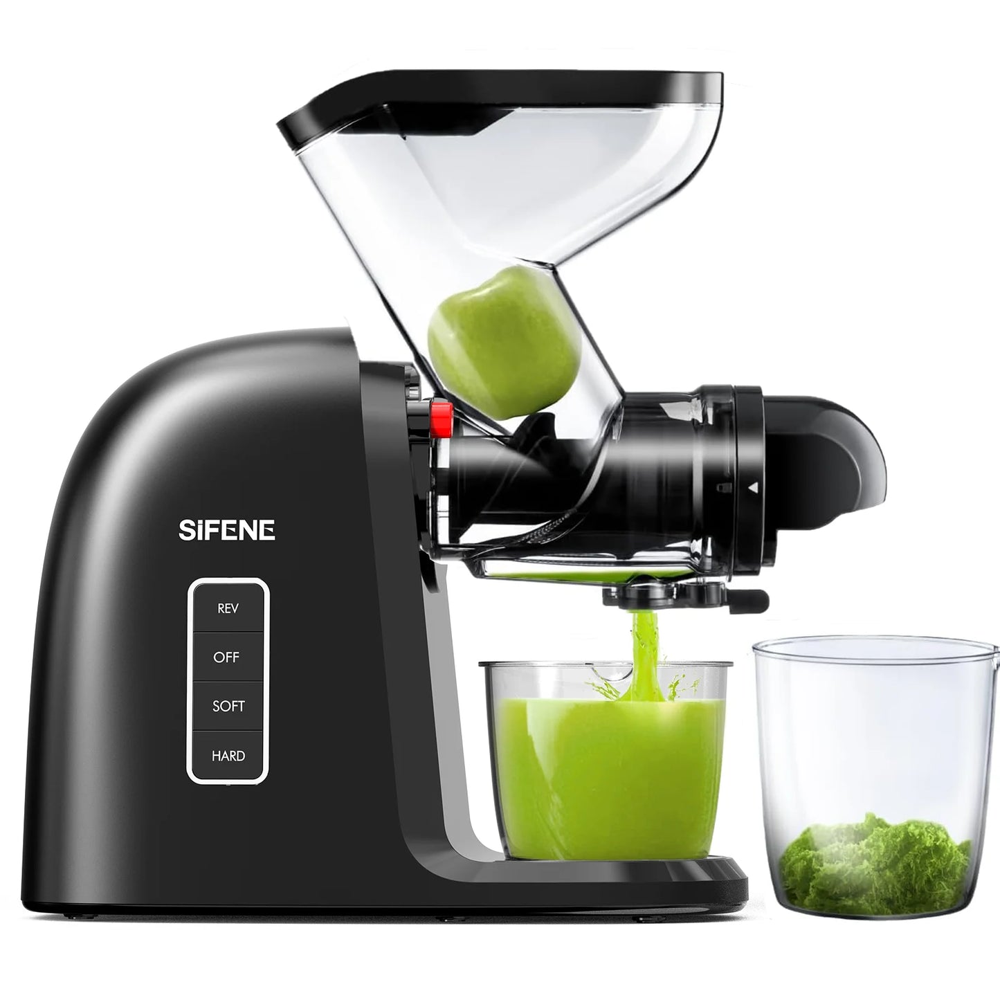 SiFENE Slow Masticating Juicer - Cold Press Machine for Whole Fruits & Vegetables - Anti-Clog, Easy to Clean, Wide Chute, Black