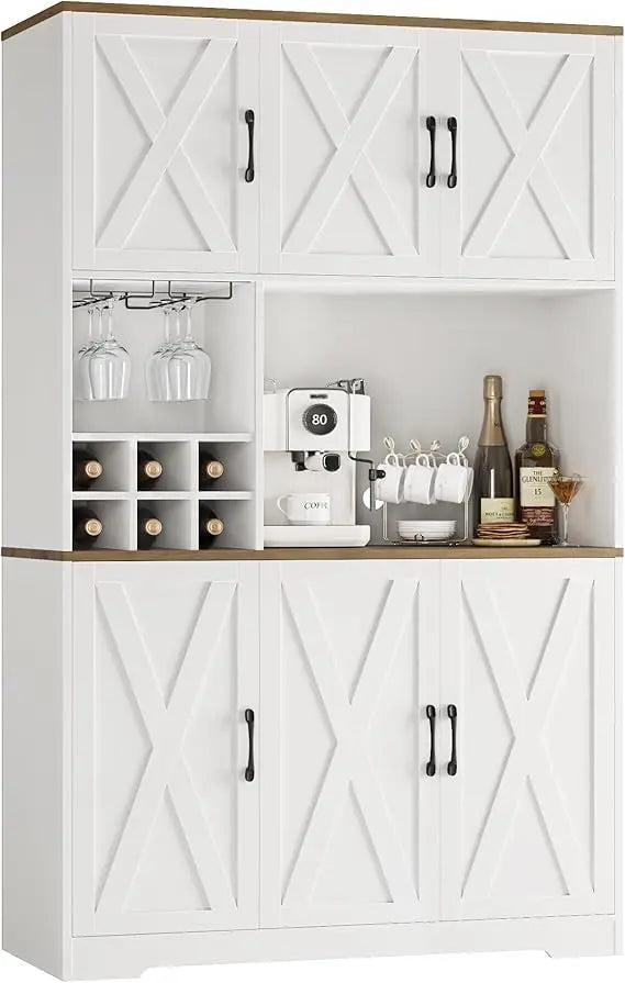 Farmhouse Kitchen Pantry Storage Cabinet Expertly Engineered Microwave Stand Hutch