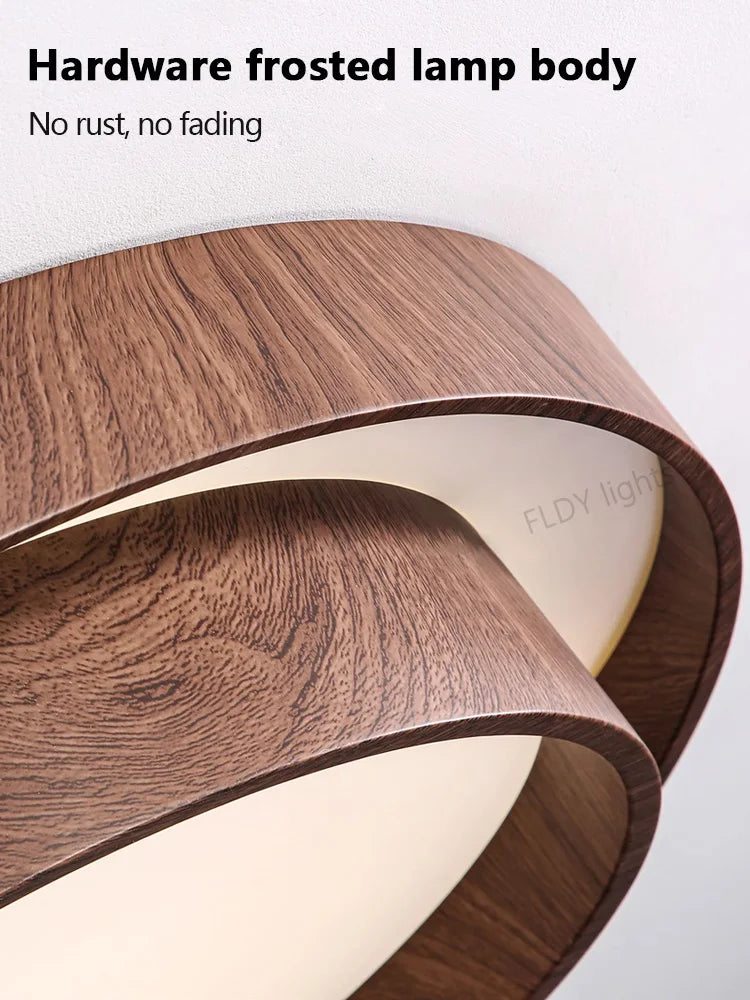 Menvix Nordic Walnut Wood LED Ceiling Chandelier for Living Dining Room Balcony Bedroom Lamp Home Decor Indoor Lighting Fixture
