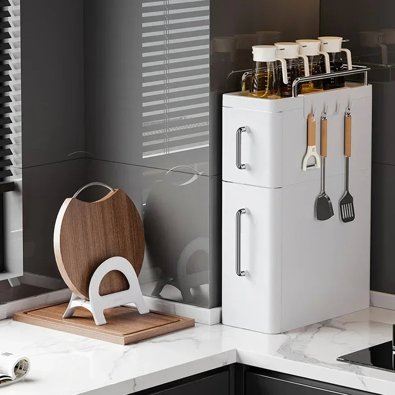 New Kitchen Spice Shelves Pull-Out Spice Racks Narrow Countertops Multi-Functional Household Oil Salt Sauce and Vinegar Storage
