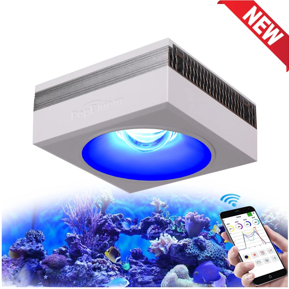 PopBloom RL90 WiFi LED Aquarium Light Full Spectrum AdvancedControl ReefCareSystem