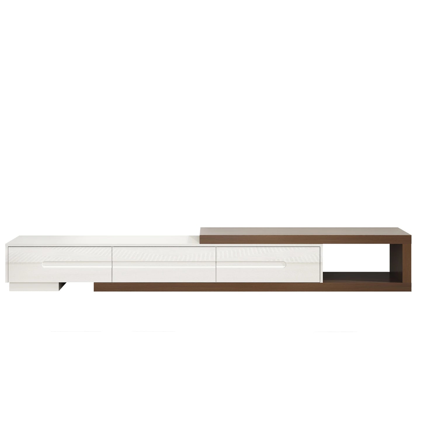 QiaoShiRen Extendable TV Stand With Wood Media Console And Drawers