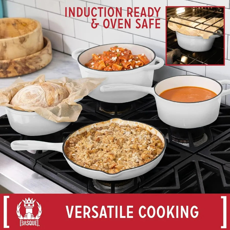 Enameled Cast Iron Cookware Set 7 Piece Nonstick Oven Safe