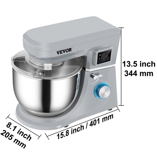 VEVOR 5 In 1 Stand Mixer Multifunctional Electric Mixer With 6 Speeds LCD Timer 7.4 Qt Stainless Bowl