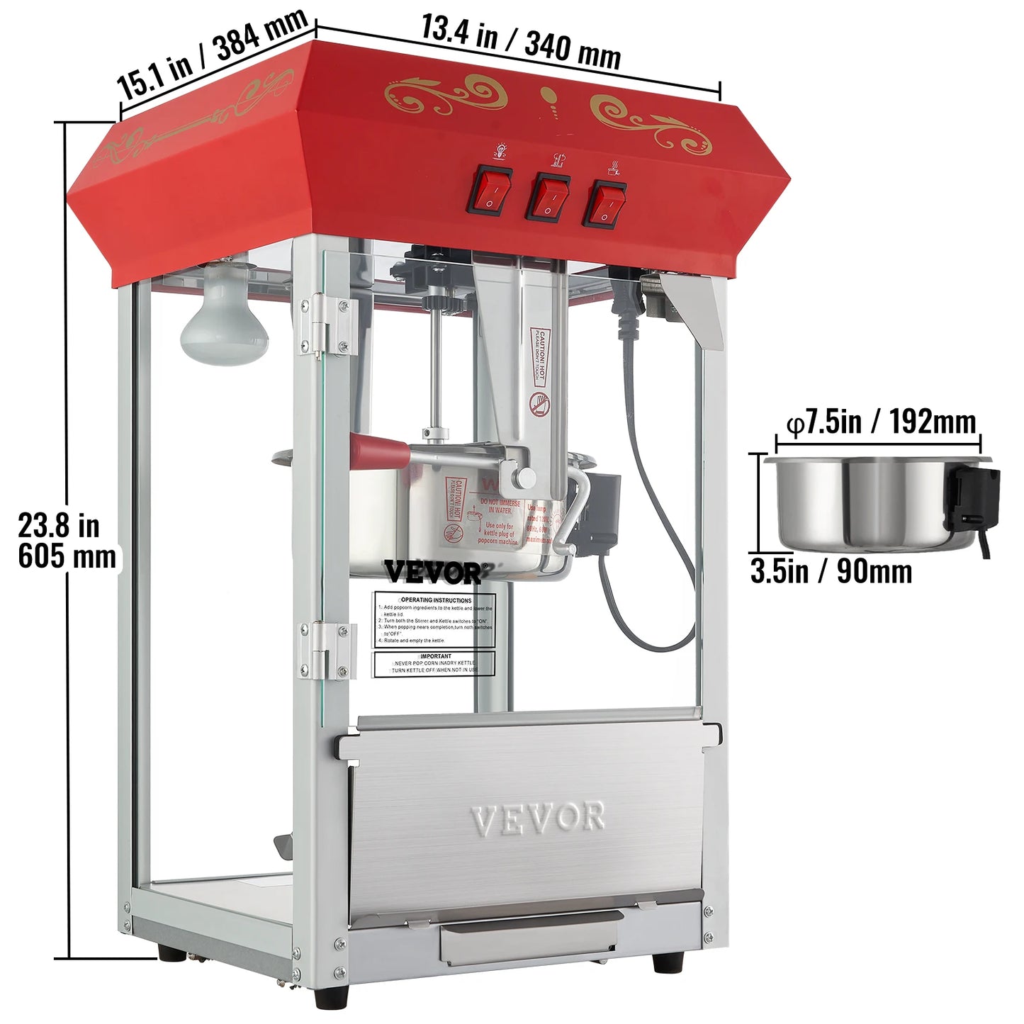 SucceBuy Electric Popcorn Maker Commercial Popper Machine With Scoop