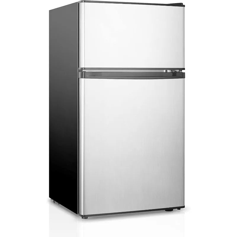 Mini Fridge With Freezer,3.2 Cu.Ft Compact Refrigerator,Mini Refrigerator With 2 Doors For Bedroom,Office,Kitchen,Dorm(sliver)
