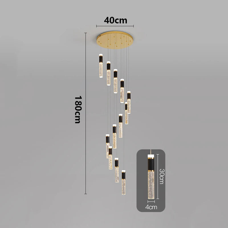 Savenmade Crystal Staircase Pendant Chandelier for Living Room Lighting