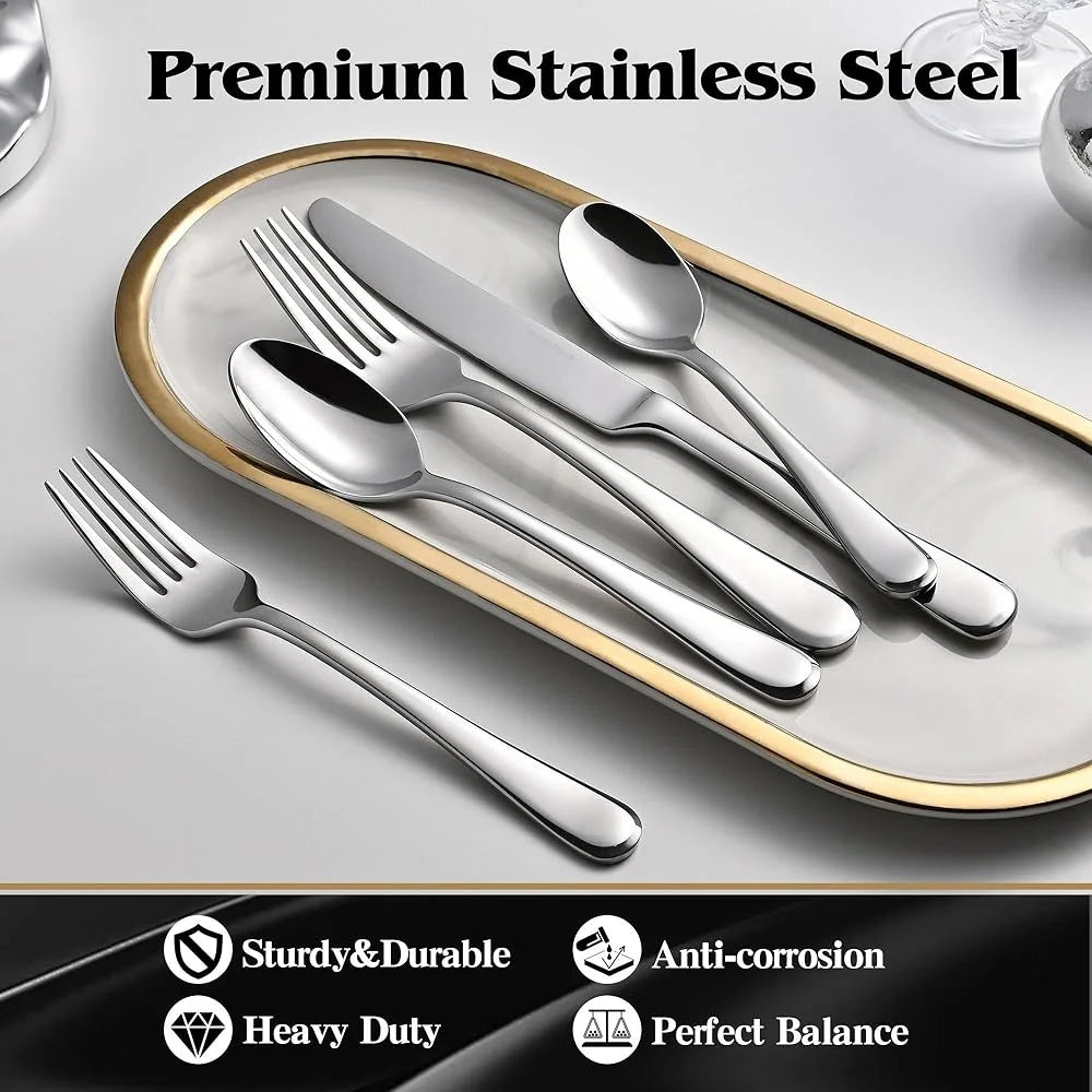 XMSJ Stainless Steel Flatware Set Mirror Polished Dishwasher Safe