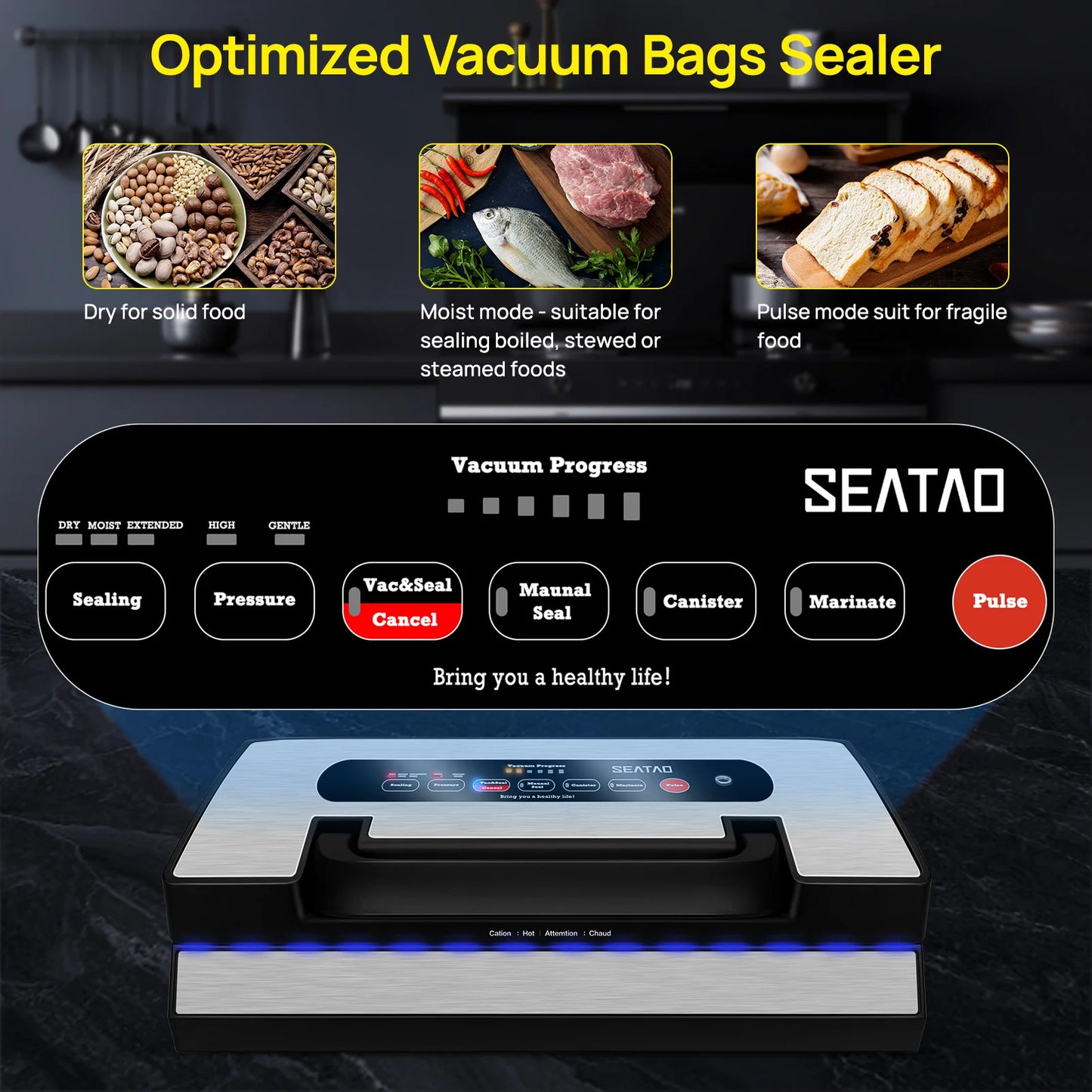 Seatao VH5188 Vacuum Sealer Machine With Built In Cutter