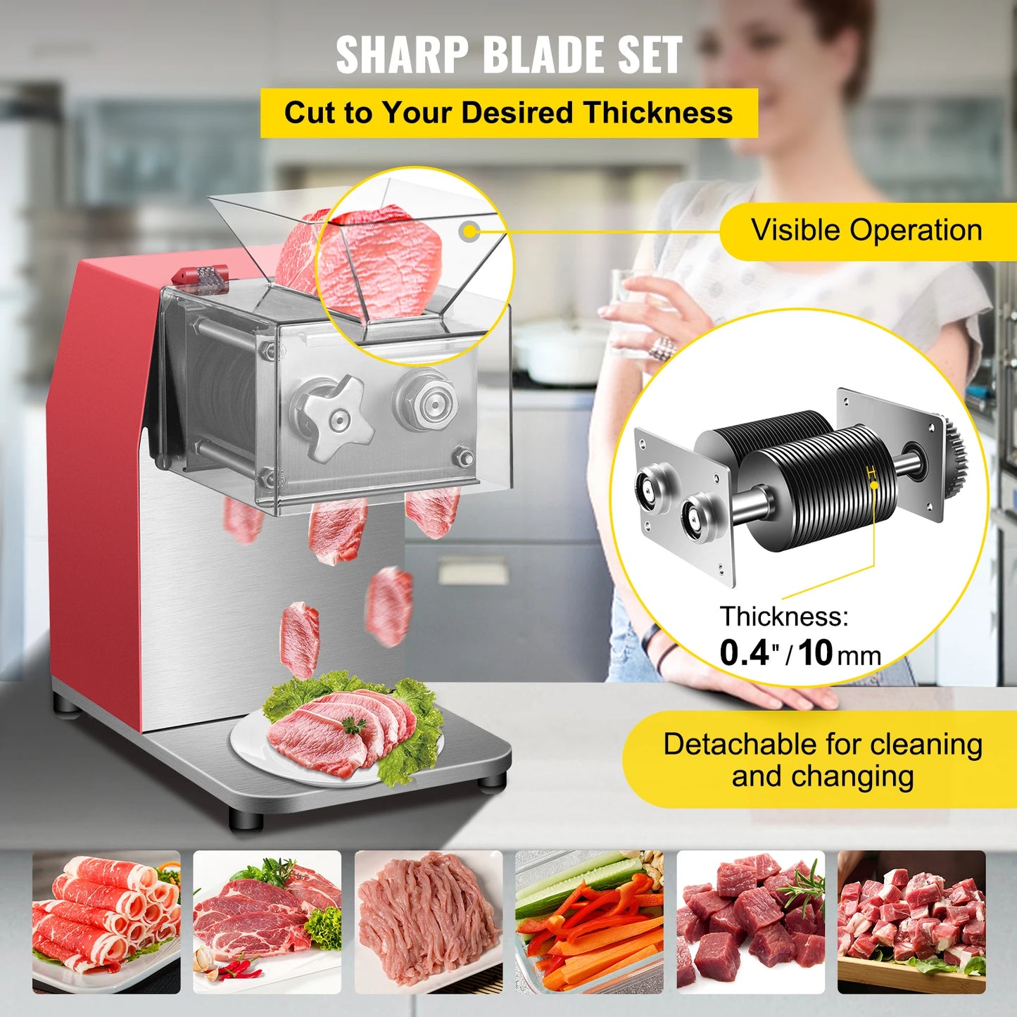 VEVOR Commercial Electric Meat Slicer Grinder and Vegetable Cutter