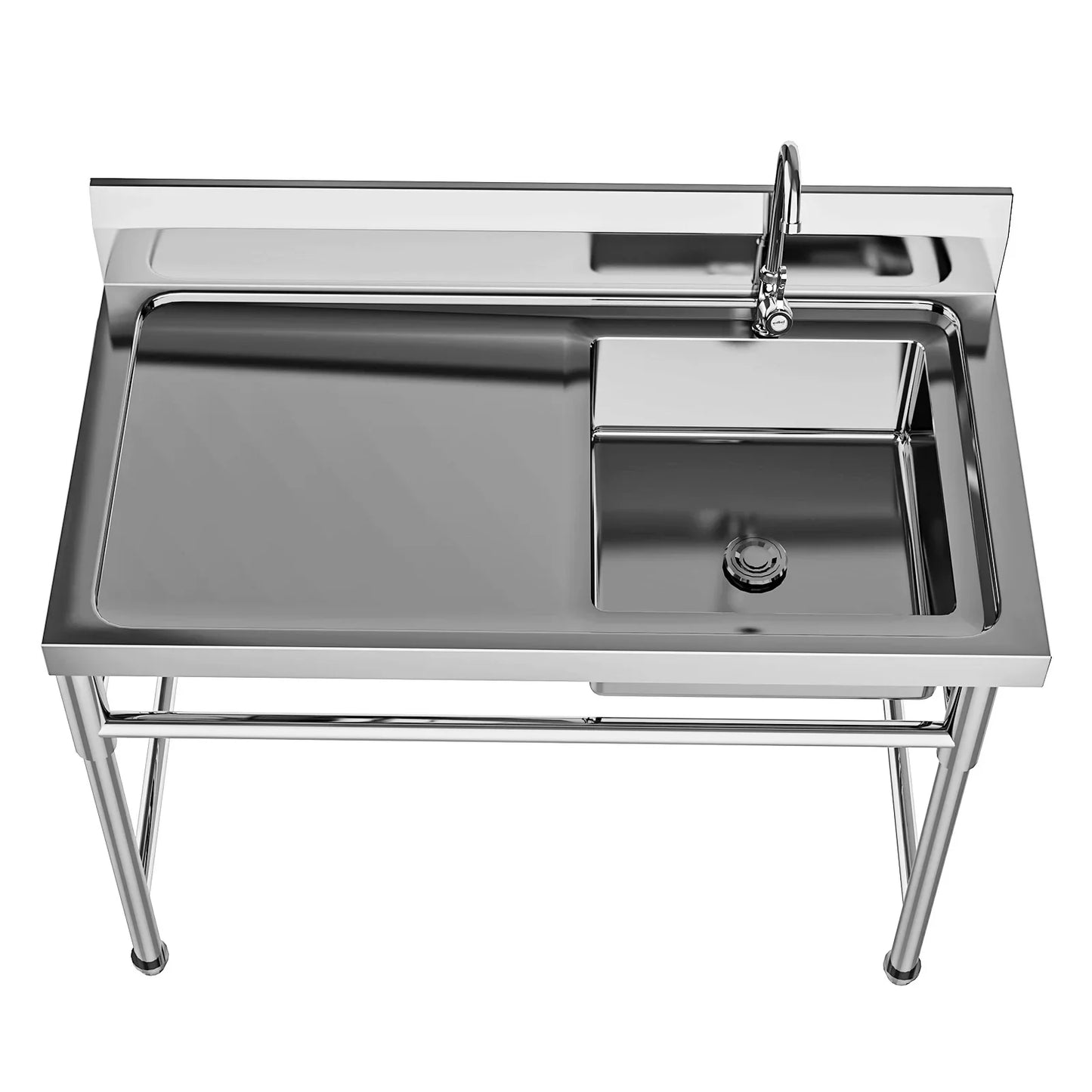 120*60*80cm Commercial Kitchen Sink  Durable and Sturdy with Faucet Stainless Steel