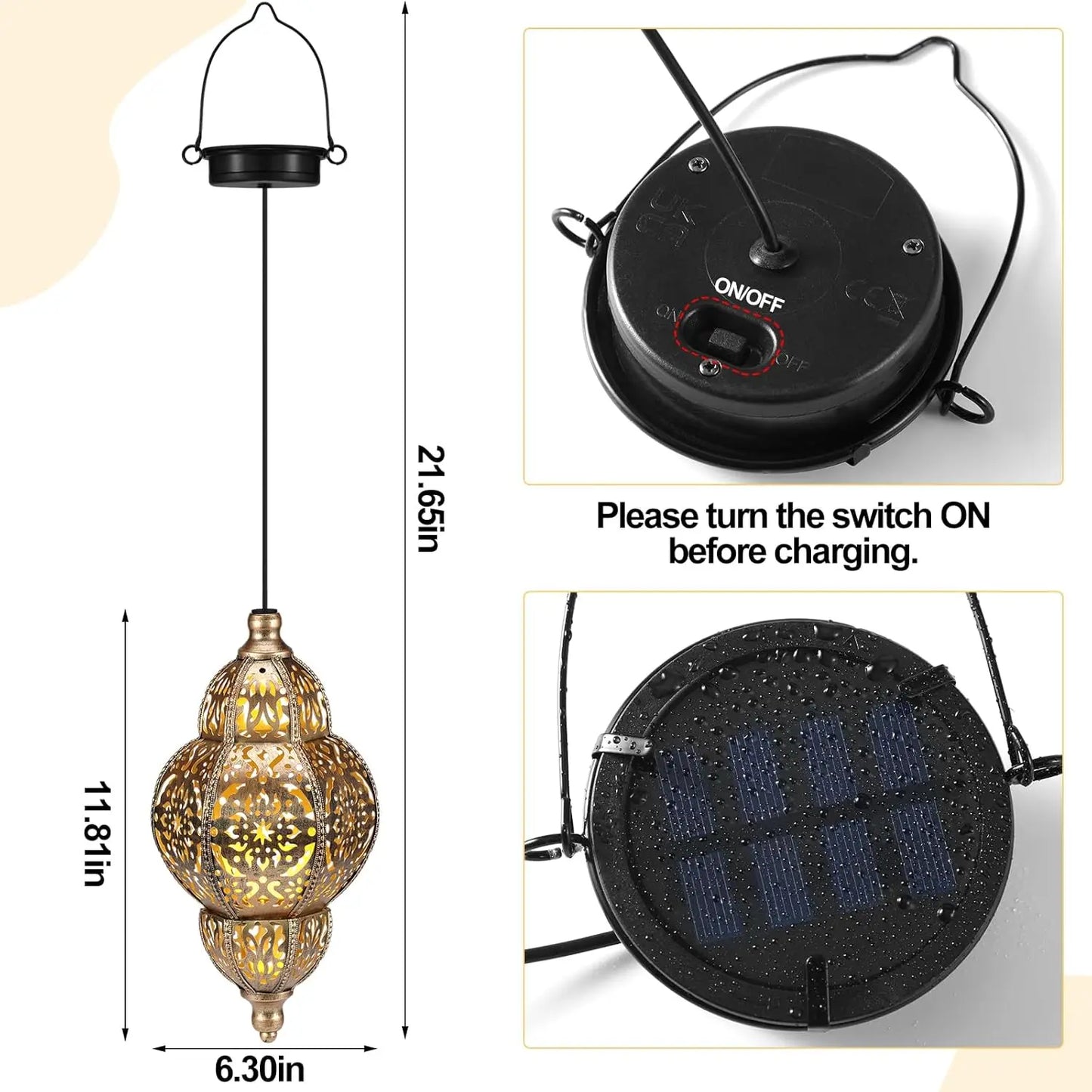 XMSJ 4 Pack Hanging Solar LanternsAllWeather MoroccanInspired Outdoor Patio Decor