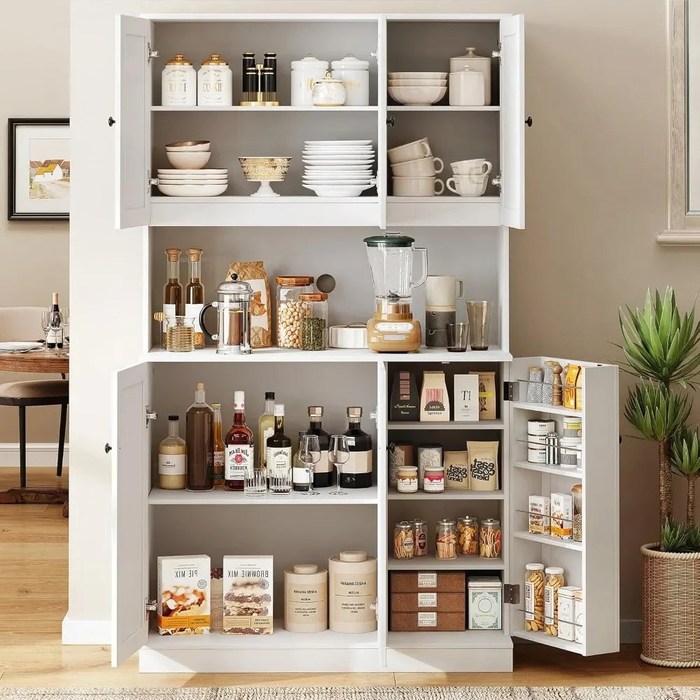 General Use Freestanding Engineered Wood Pantry Cabinet Microwave Stand DoorStorage