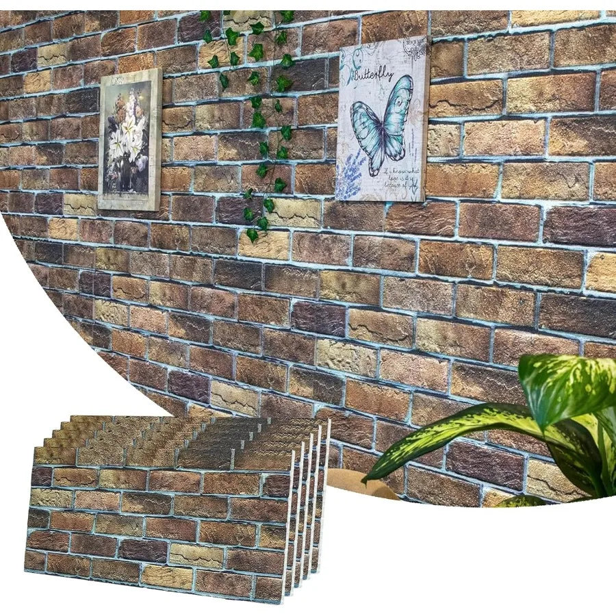 3D Wall Panels Faux Brick Cladding Brown Beige Stone Look Wall Paneling Styrofoam Facing for Living Room Kitchen Bathroom Balco