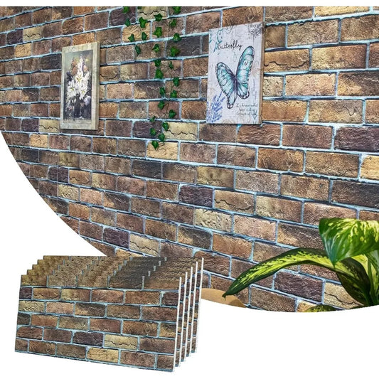 3D Wall Panels Faux Brick Cladding Brown Beige Stone Look Wall Paneling Styrofoam Facing for Living Room Kitchen Bathroom Balco