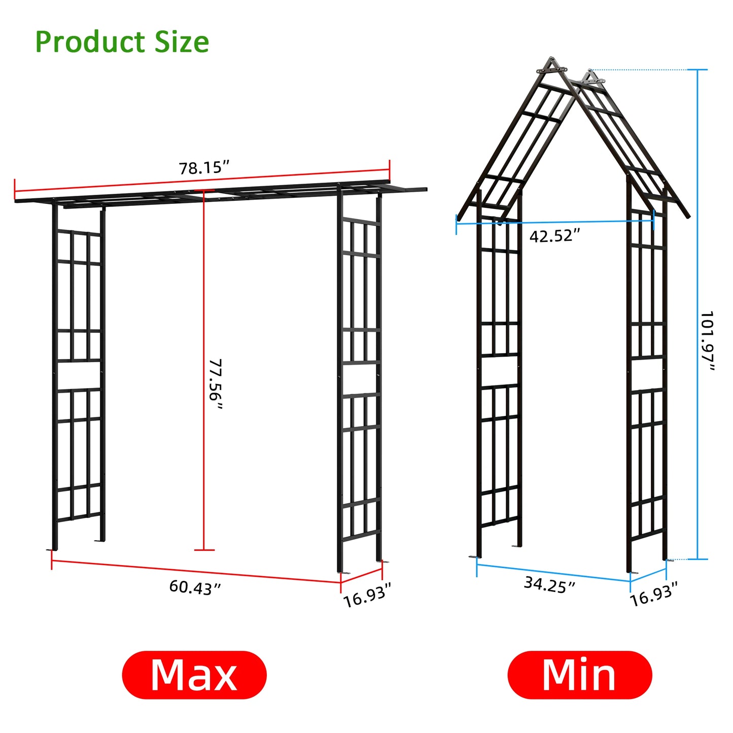 Origin Weather-Resistant Metal Garden Archway Structure With Adjustable Climbing Plants