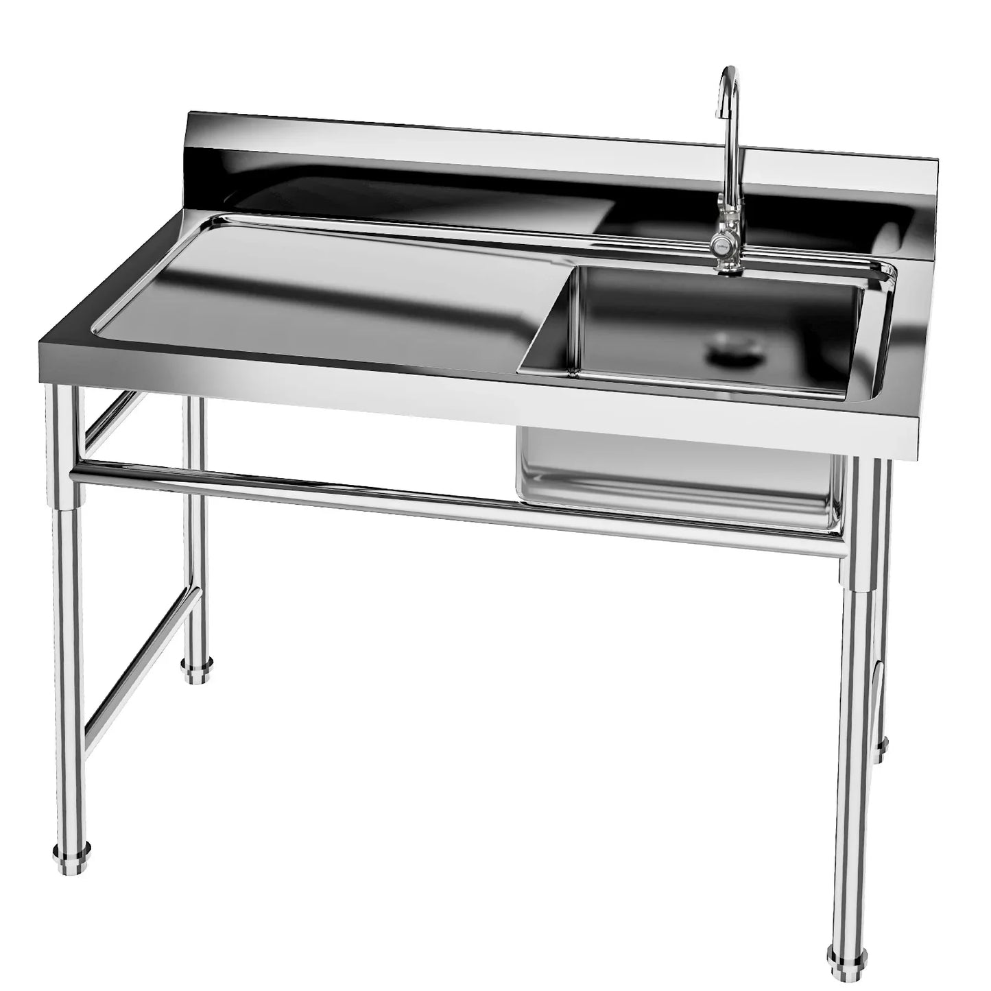 120*60*80cm Commercial Kitchen Sink  Durable and Sturdy with Faucet Stainless Steel