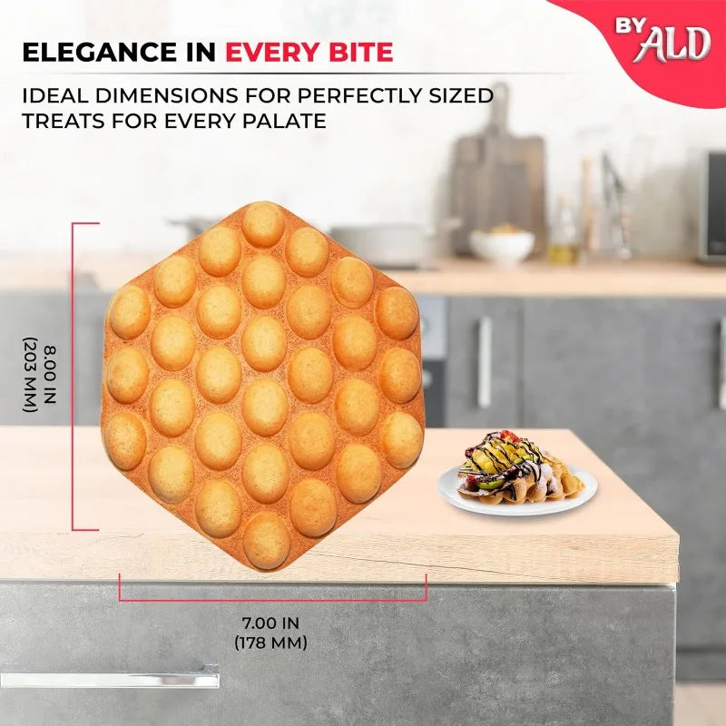 ALDKitchen Bubble Waffle Maker Machine,Bubble Waffle Iron,Egg Waffle Machine,Nonstick,2 Large Hong Kong Waffles,SWING TYPE,110V