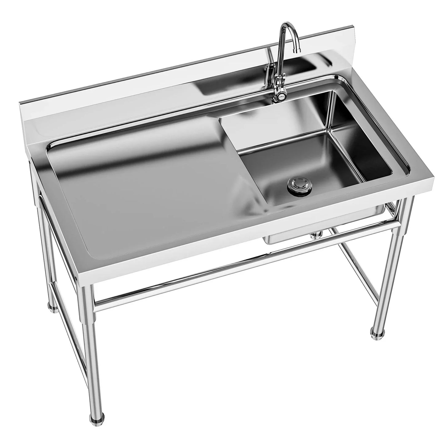 120*60*80cm Commercial Kitchen Sink  Durable and Sturdy with Faucet Stainless Steel