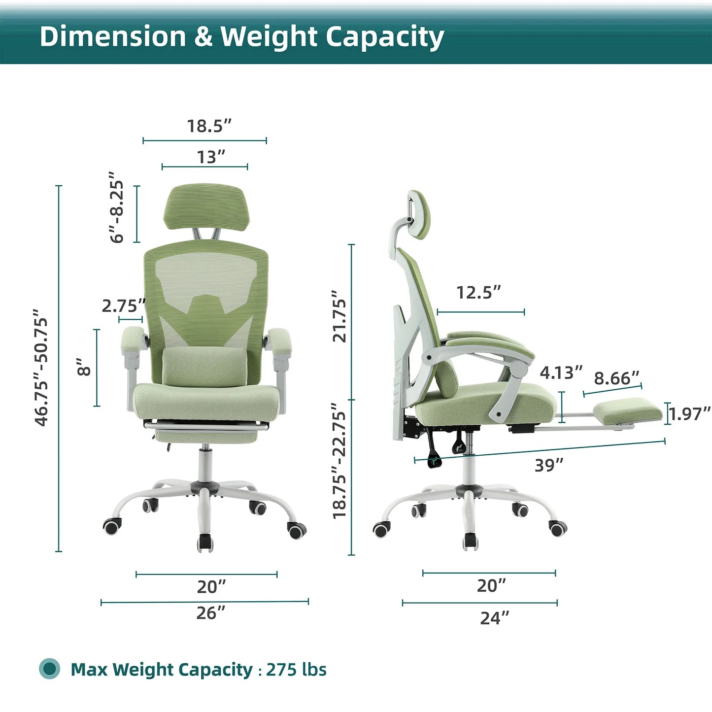 JHK Ergonomic Reclining High Back Mesh Office Chair With Lumbar Support Pillow Included