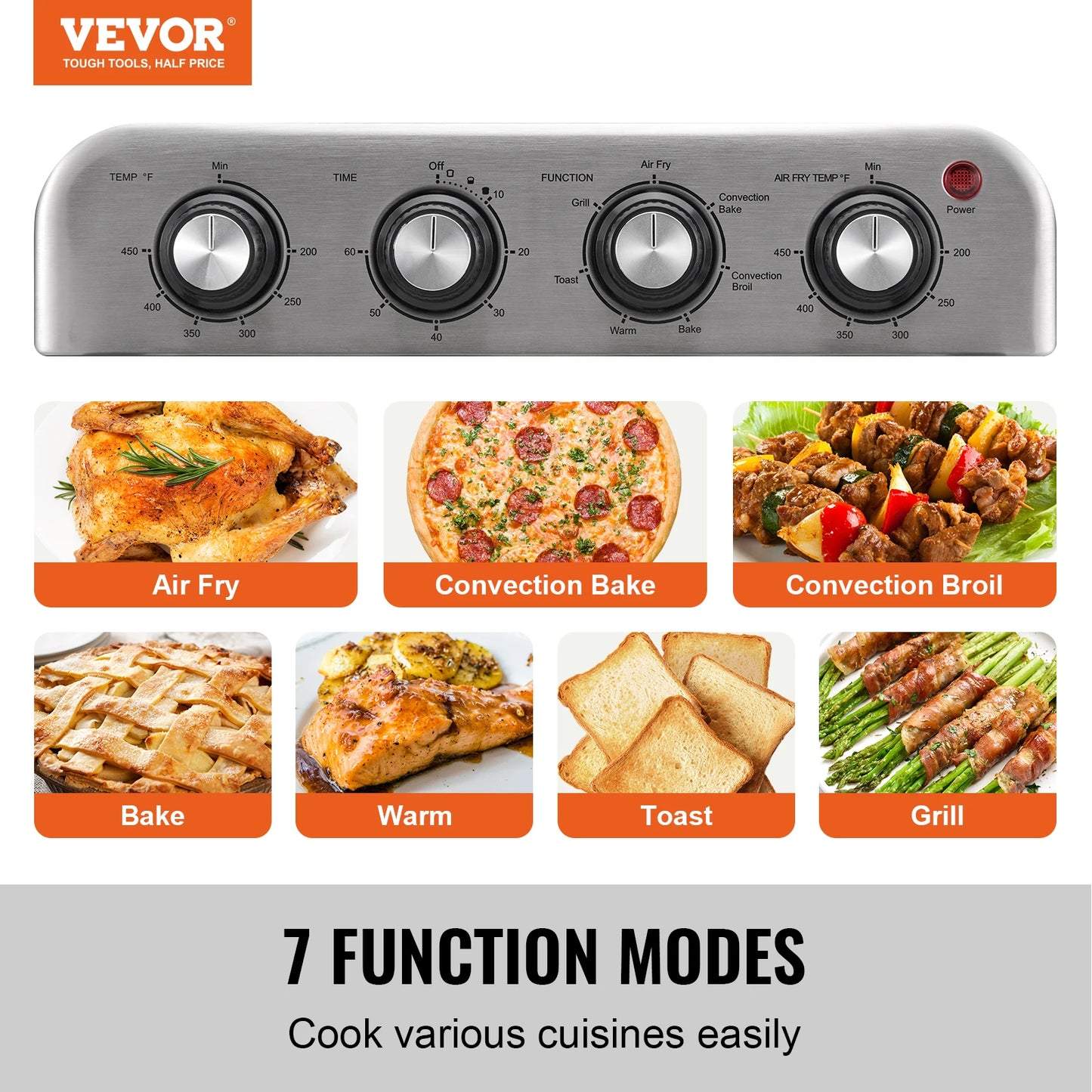 SucceBuy 18L Air Fryer Toaster Oven Stainless Steel Countertop Combo With Grill Home and Commercial Use