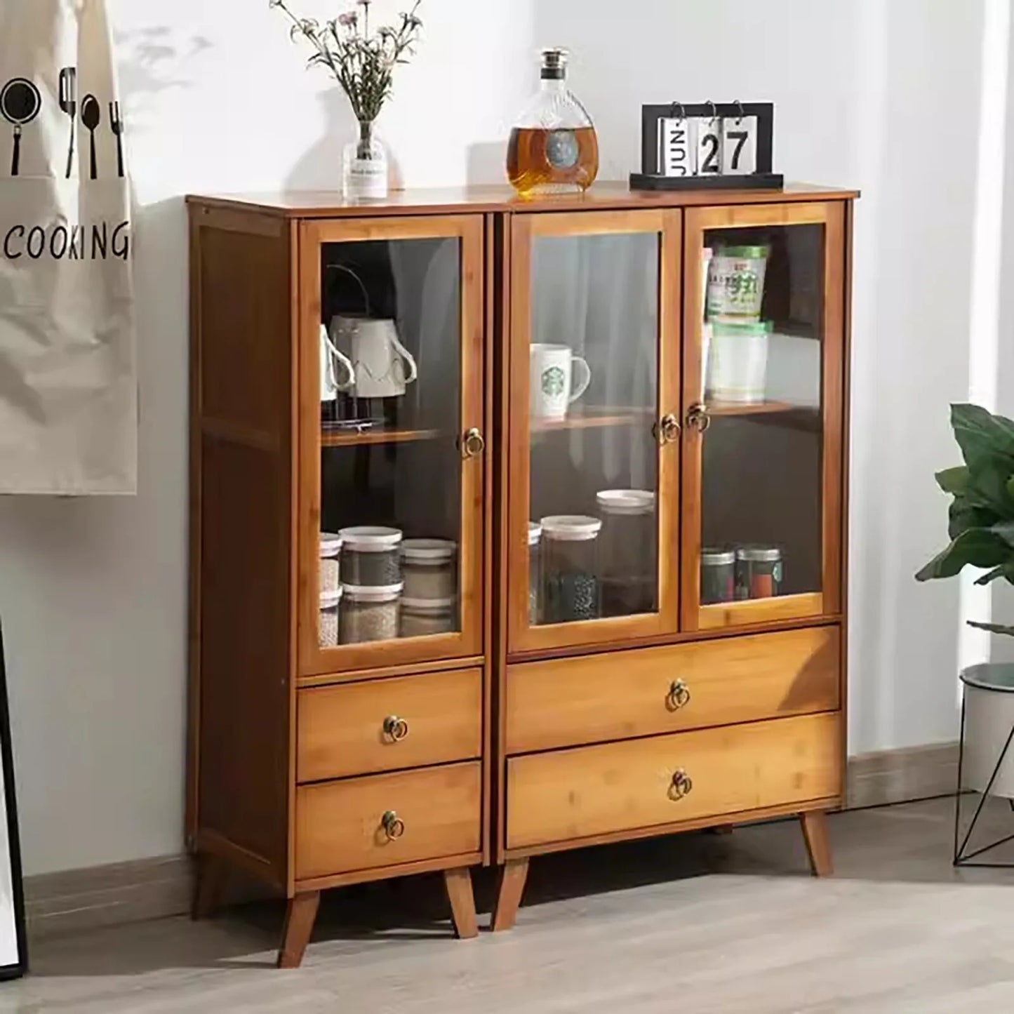 Bymaocar Exquisitely Luxurious Vintage Kitchen Storage Cabinetry Premium Tiered Bamboo