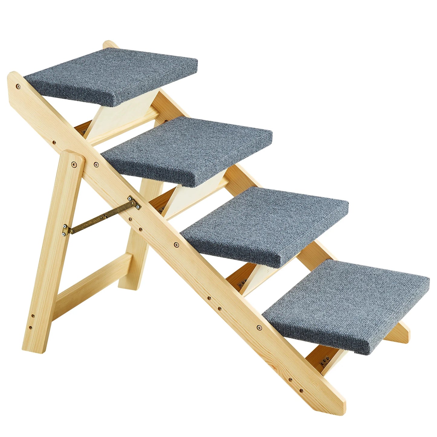 SucceBuy Wooden Pet Steps and Ramp Combo 2-in-1 Design Foldable Access for Beds Steps Structure for Pets of Small to Large Size