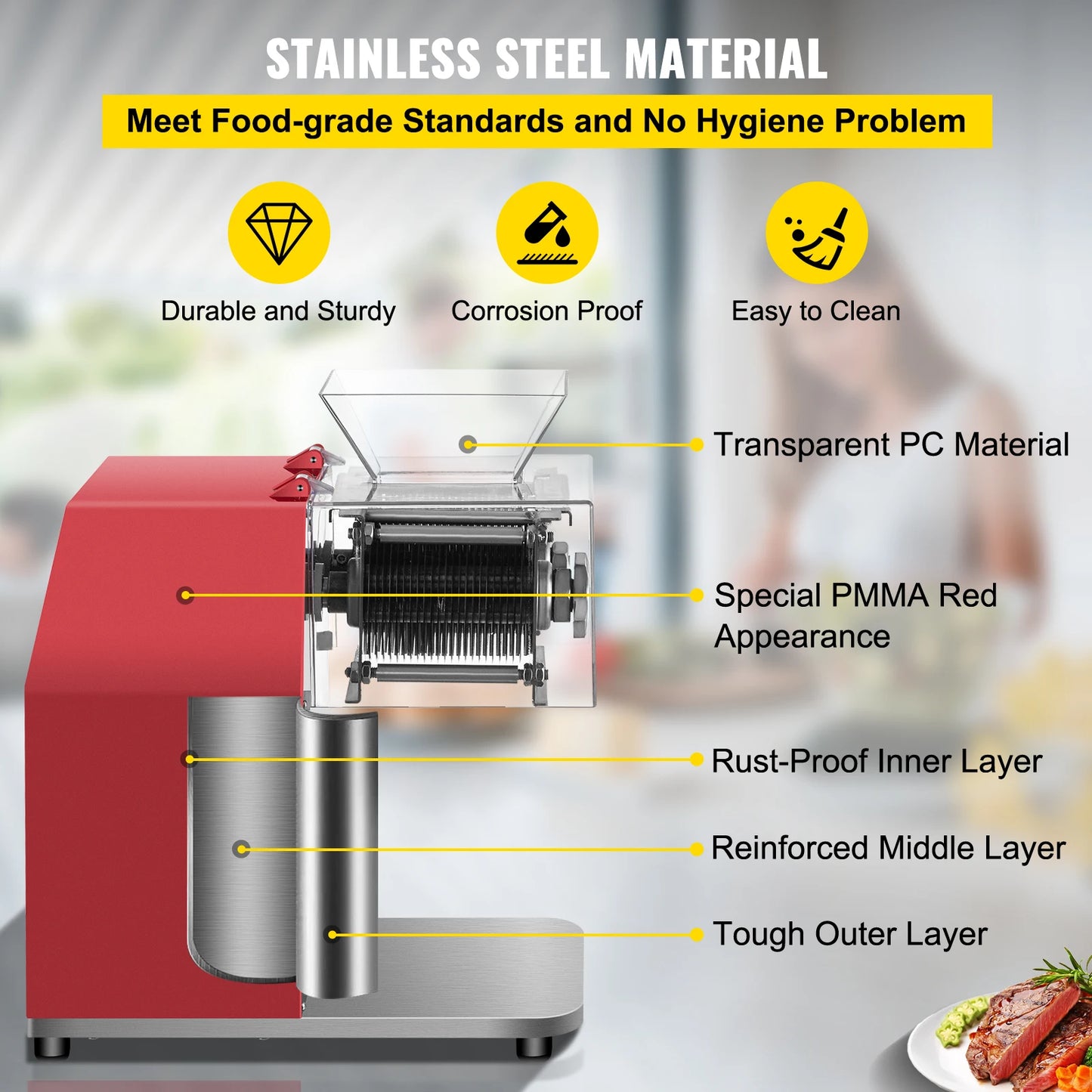 VEVOR Commercial Electric Meat Slicer Grinder and Vegetable Cutter