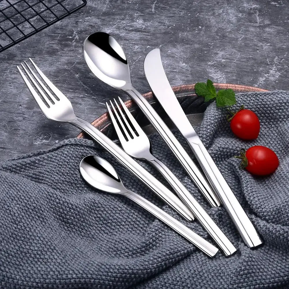 Lemeya 304 Stainless Steel Flatware Set Dinner Knife Fork Spoon
