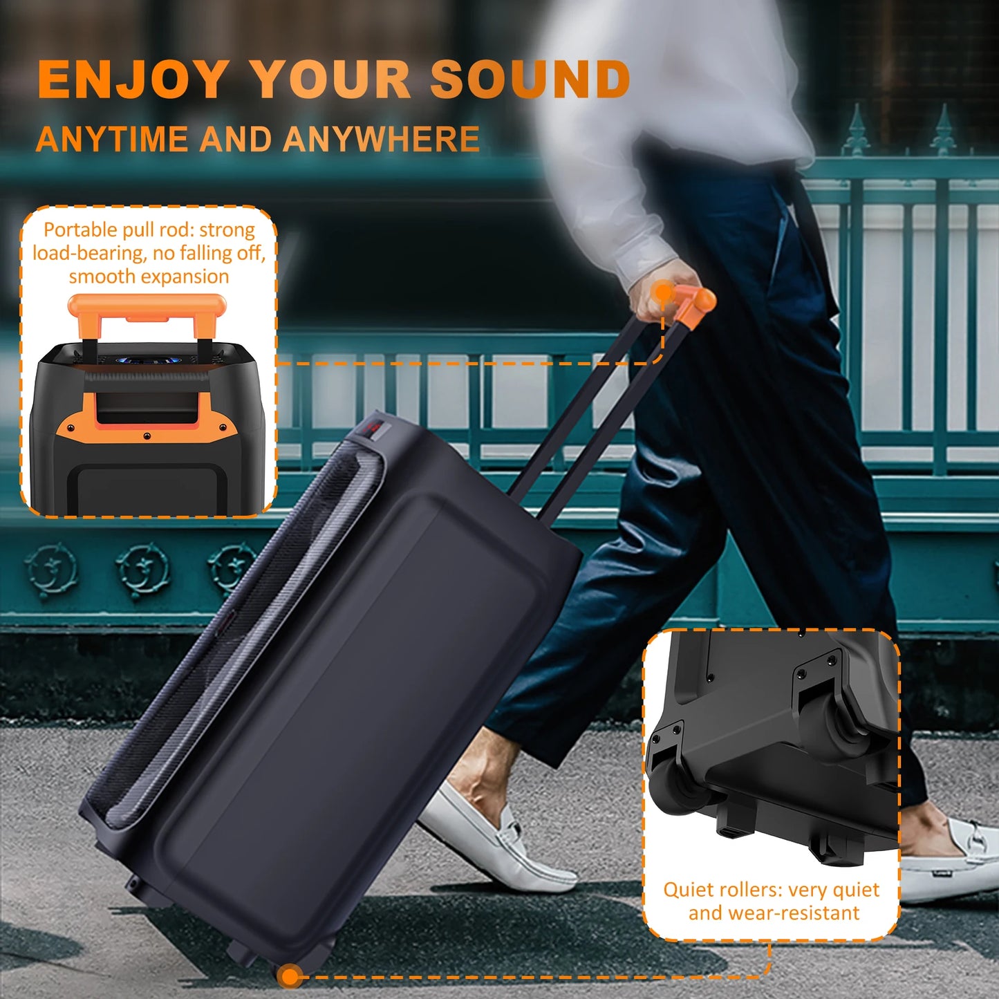 FanFun Karaoke Machine Portable Bluetooth Speaker With Dual Wireless Microphones