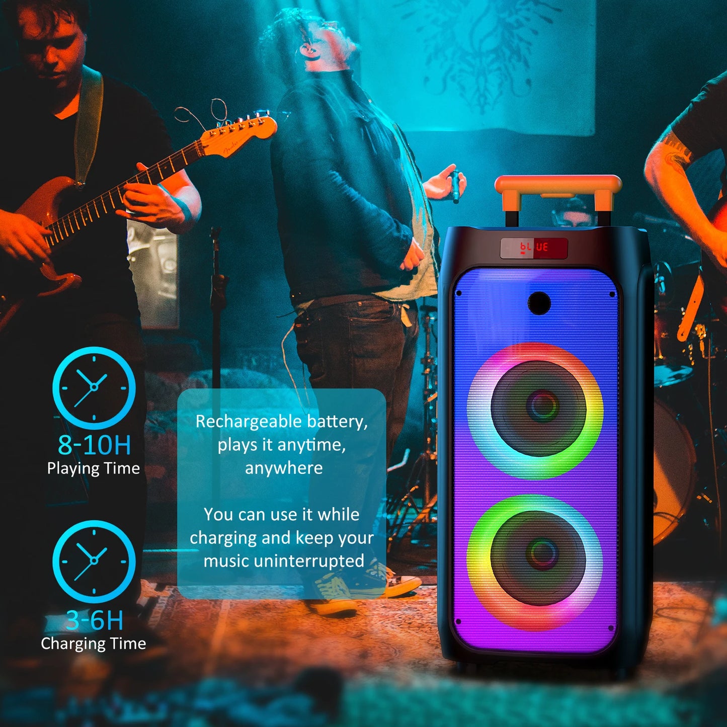 FanFun Karaoke Machine Portable Bluetooth Speaker With Dual Wireless Microphones