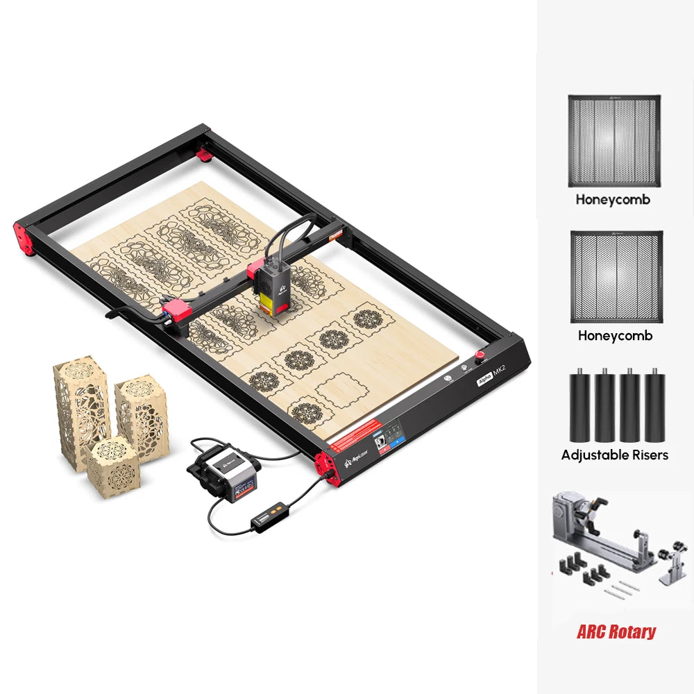 AlgoLaser Alpha MK2 Laser Engraver 20W Output Power 3.5” Color Touch Screen App Offline Control DIY Engraver Tool for Metal MDF
