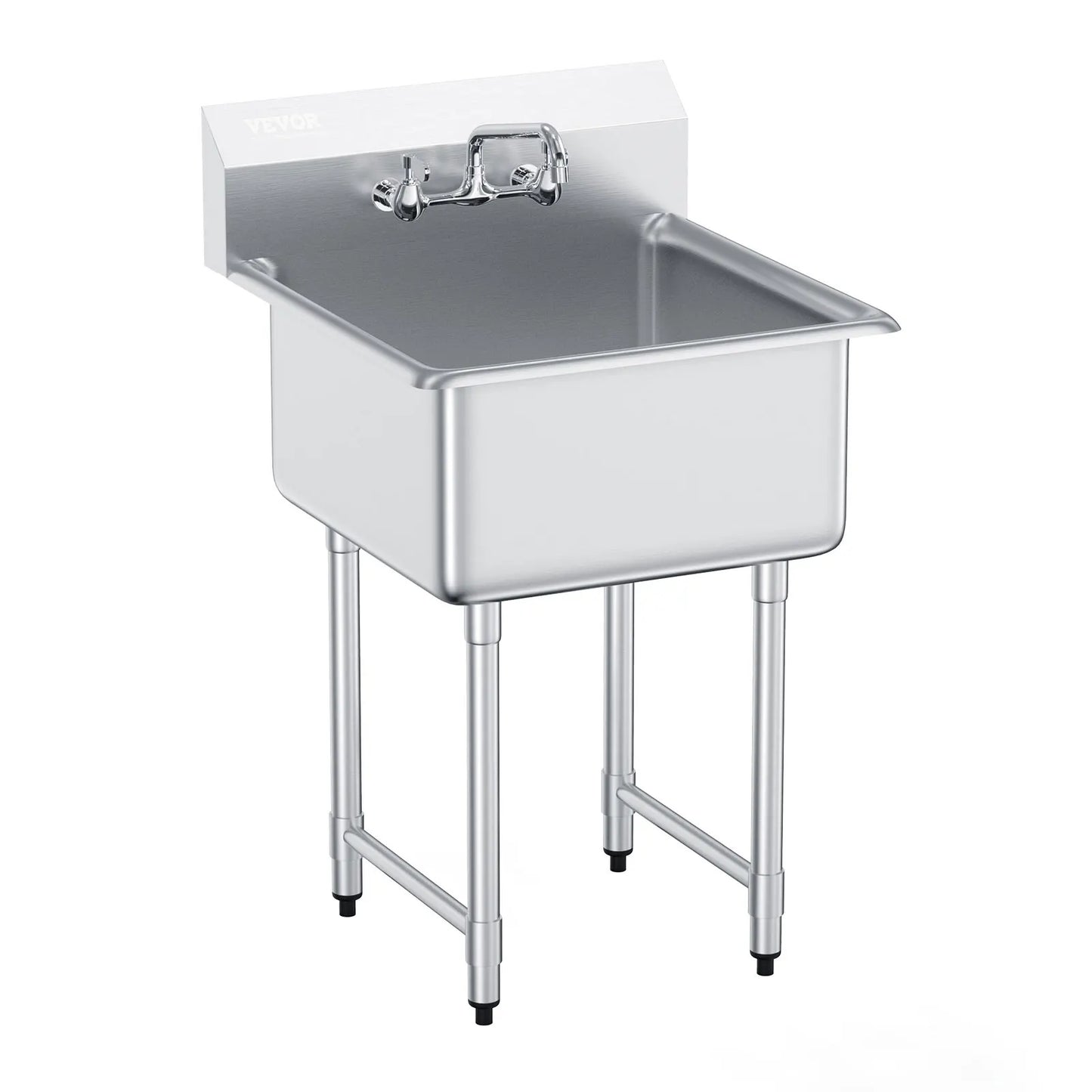 SucceBuy Stainless Steel Kitchen Prep and Utility Sink With Faucet